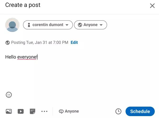 schedule a LinkedIn post